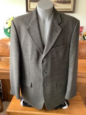 OLEG CASSINI Mens Blazer SPORT COAT Jacket 46R Wool 3-Button Ventless